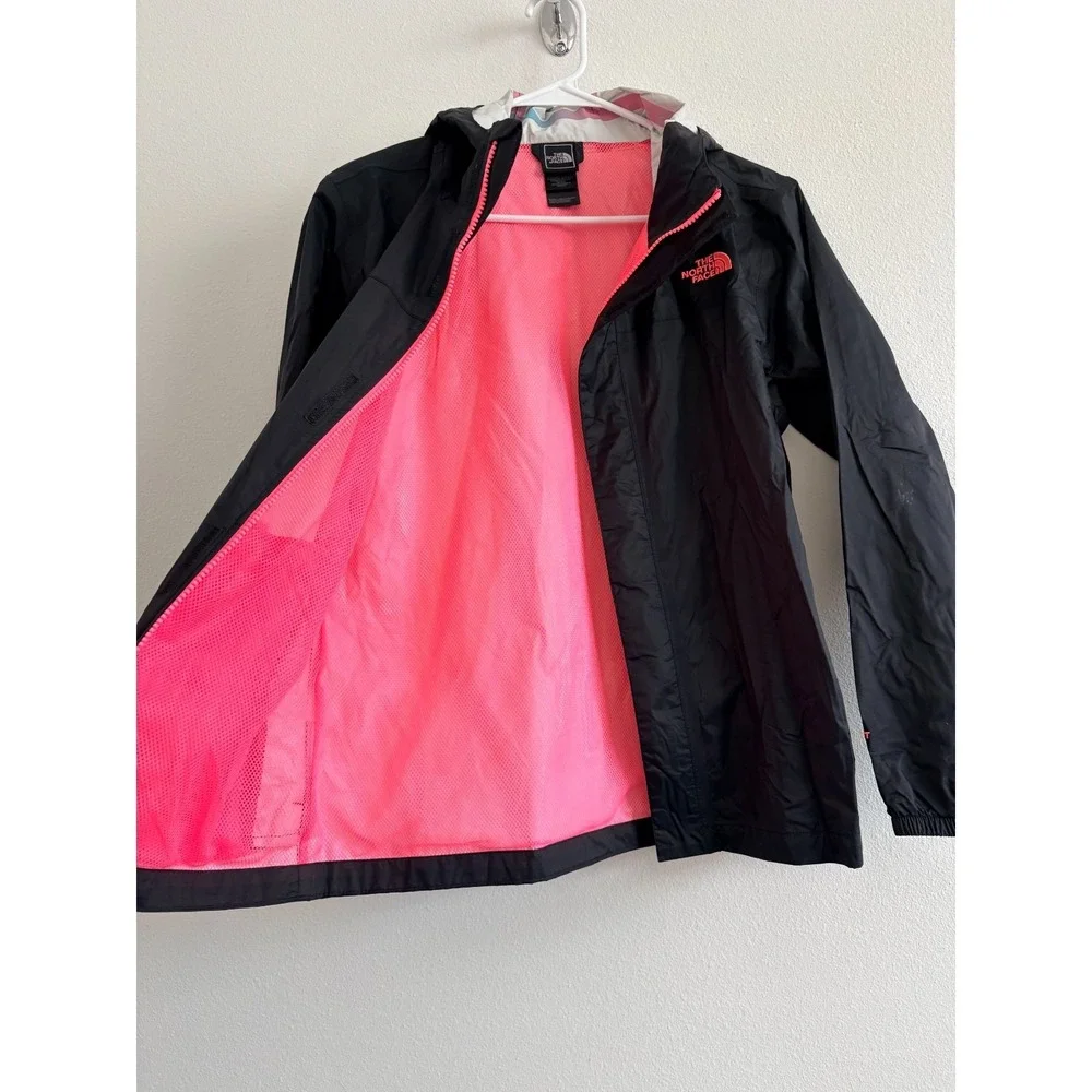 The North Face Softshell Rain Jacket Girls/Teen 18 Black Hot‎ Pink Windbreaker